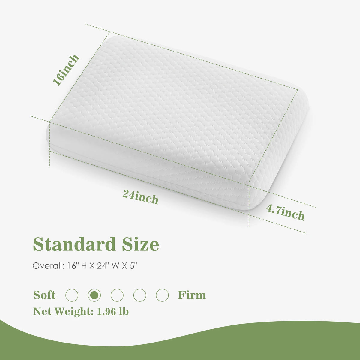 JHK Two Piece Cooling Memory Foam Pillows With Washable Covers