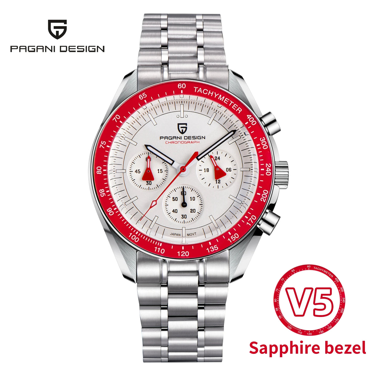 Pagani Design Men's Sapphire Quartz Chronograph Sports Watch