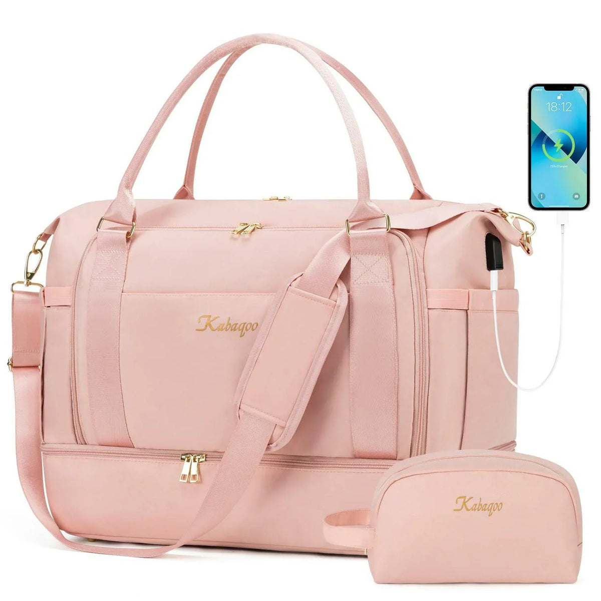 Kabaqoo Women's Travel Gym Bag With Shoe Compartment