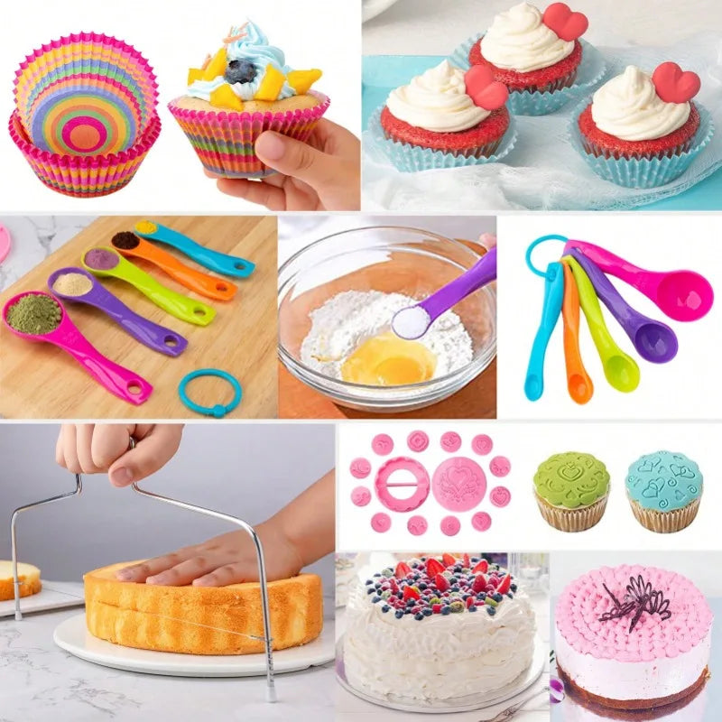 Cake Decorating Kit With Pastry Bags And Rotating Turntable Set