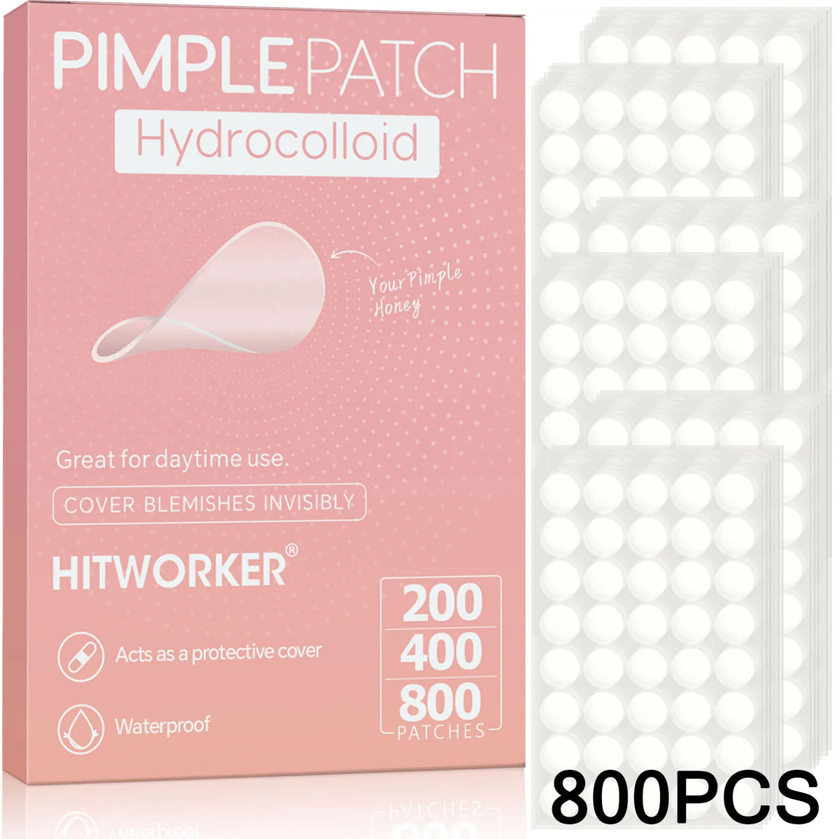 800-Piece Acne Patches | Hydrocolloid Round Acne Patches | Powerful Absorption of Acne Secretions, Gentle Cleansing an