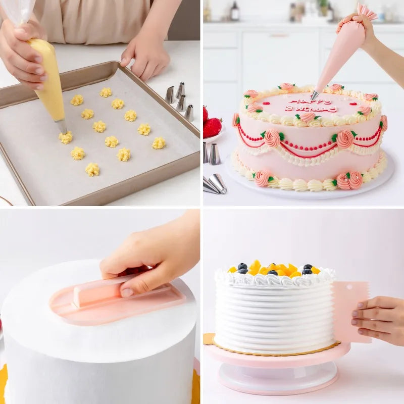 Cake Decorating Kit With Reusable Piping Bags And Icing Nozzles