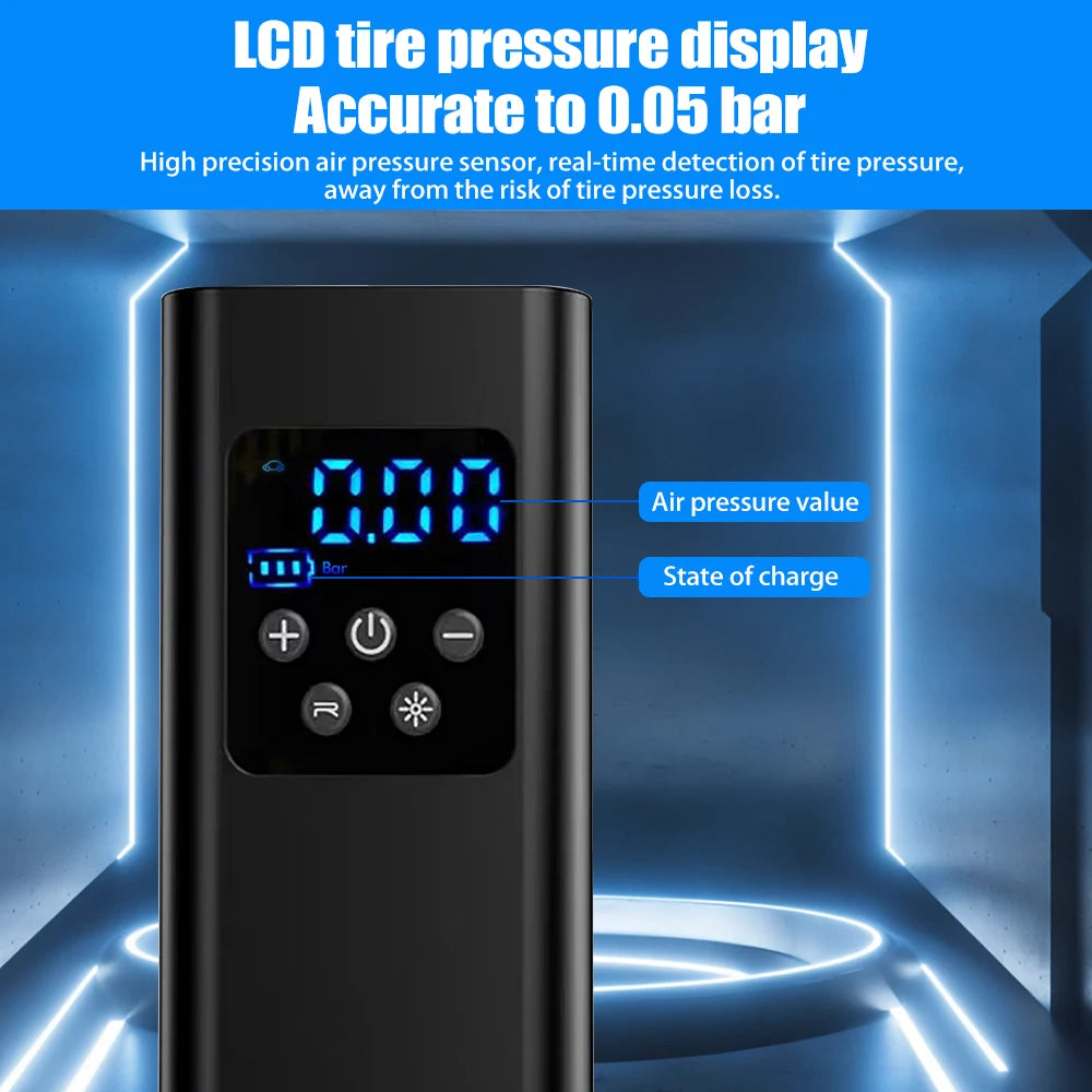 Portable Digital Tire Inflator Rechargeable Air Compressor With LED Light