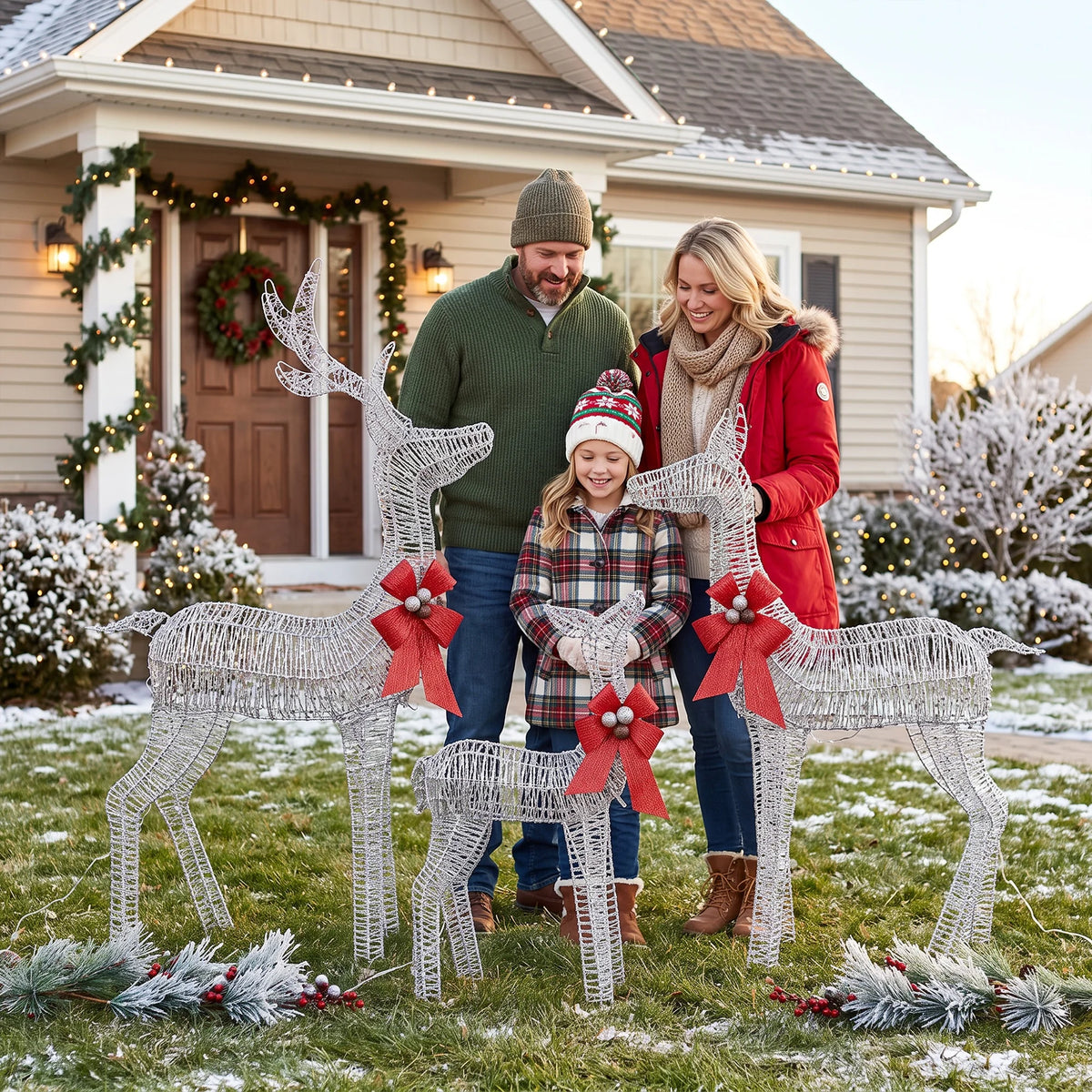 Lighted Christmas Reindeer Family Outdoor LED Holiday Yard Decoration