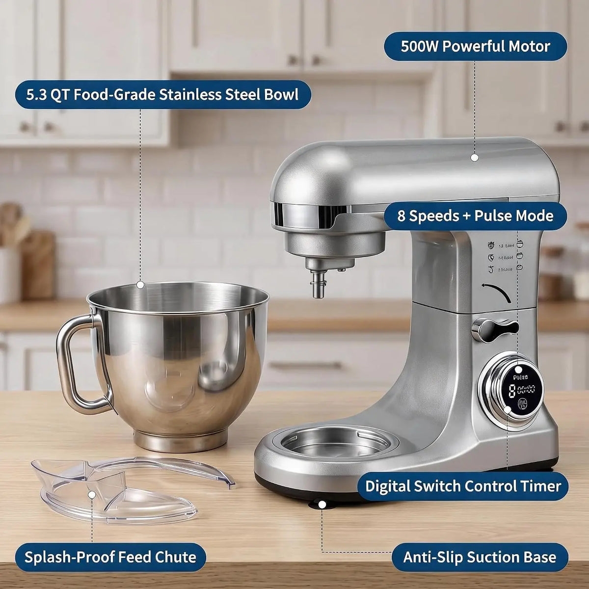 Tacleekii Tilt Head Stand Mixer With Baking Attachments