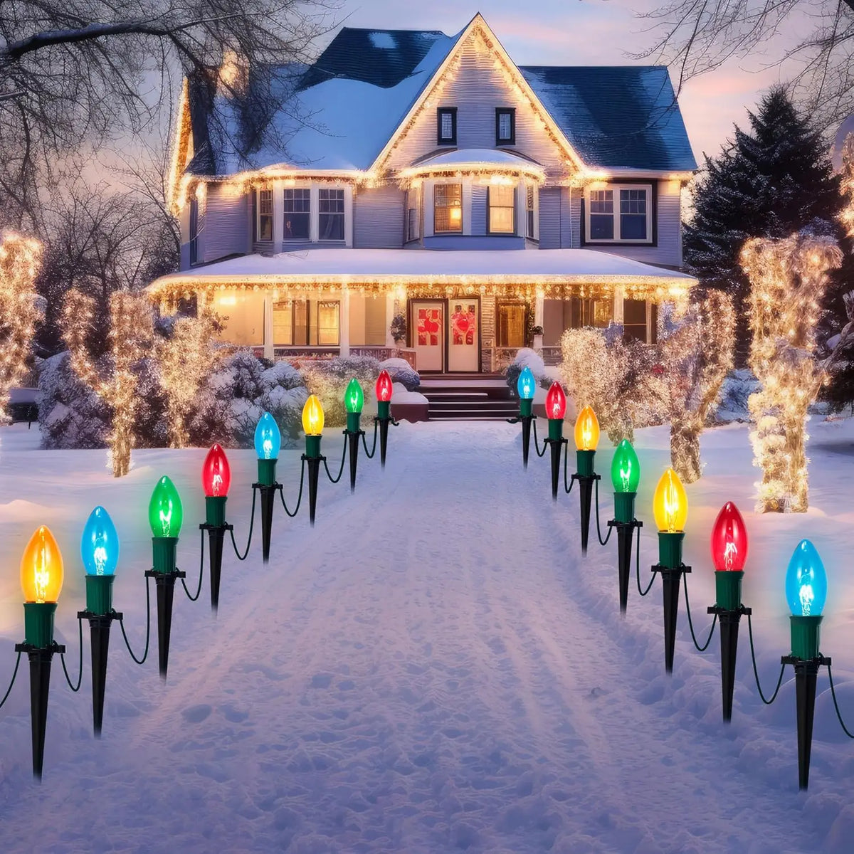 Joyfy Christmas C9 Pathway Lights for Outdoor Holiday Decor
