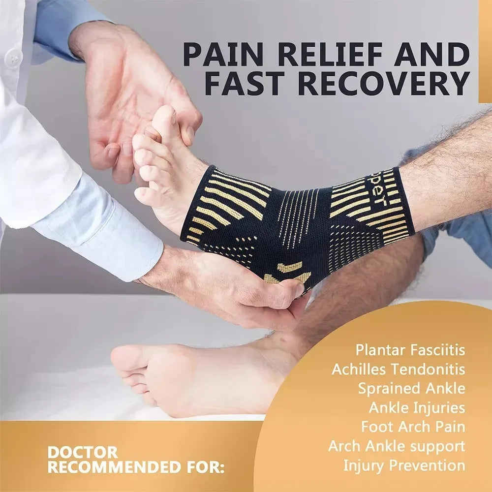 Copper Infused Compression Ankle Support Sleeve for Sports Recovery