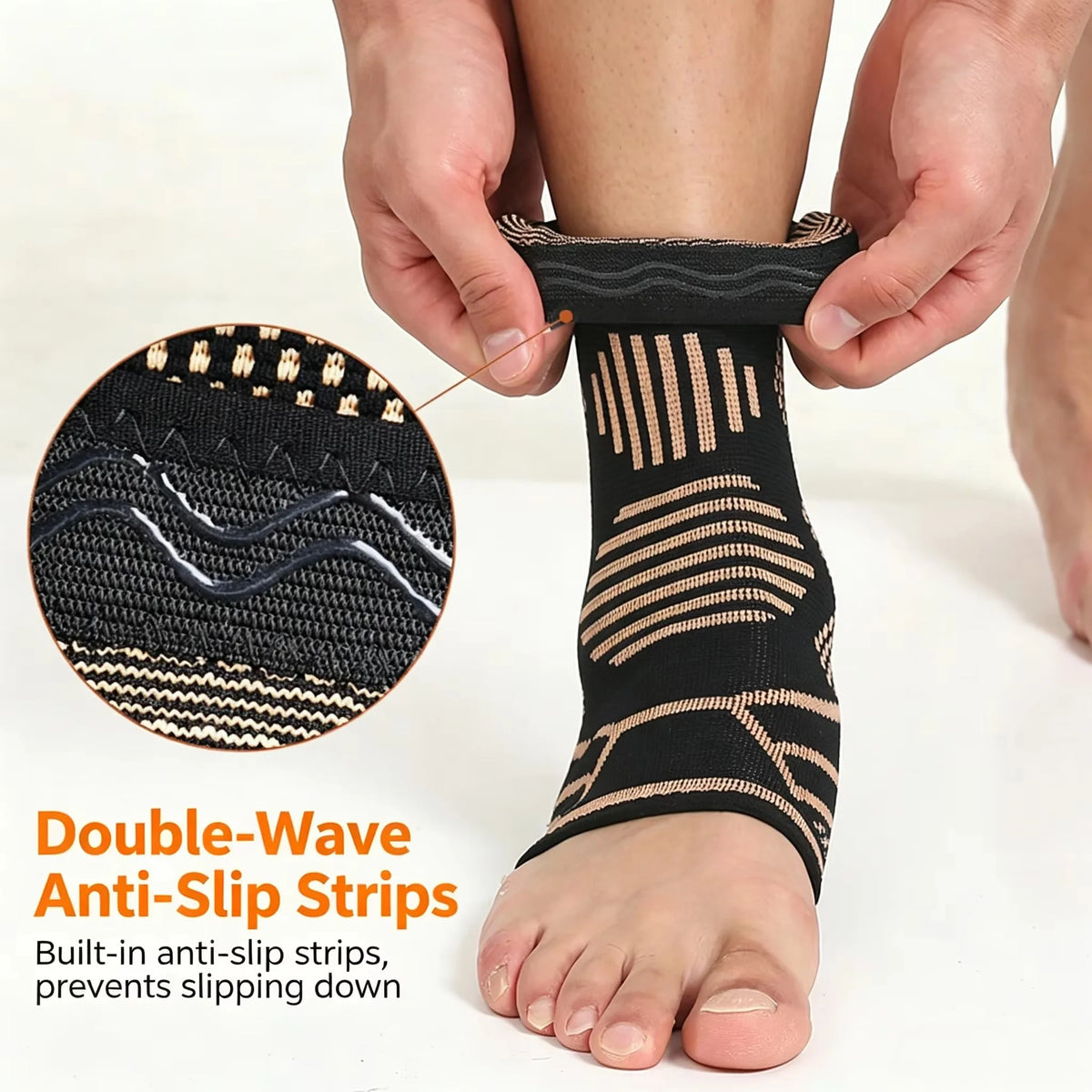 Copper Infused Compression Ankle Support Sleeve for Sports Recovery