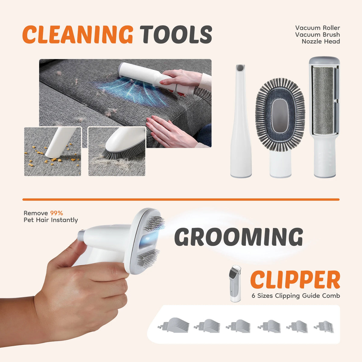 JHK Professional Pet Grooming Vacuum Kit With Clippers