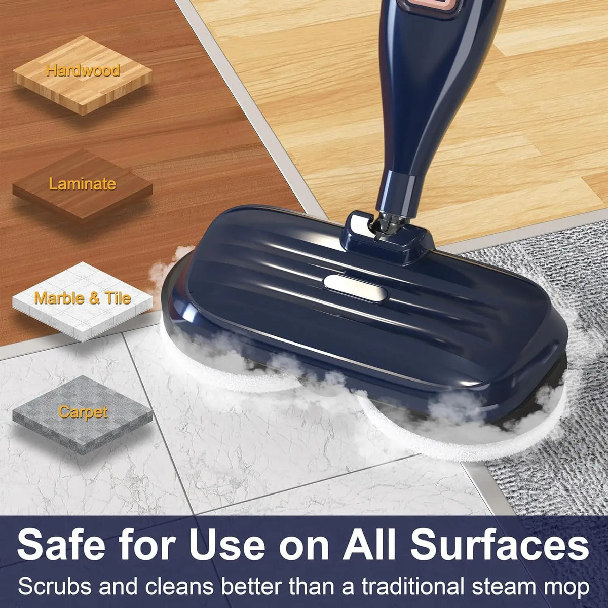 INSE Steam Mop Cleaner With Rotating Pad For Hard Floors