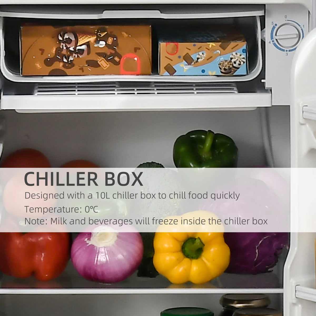 HOMCOM Compact Mini Refrigerator With Freezer And Adjustable Thermostat