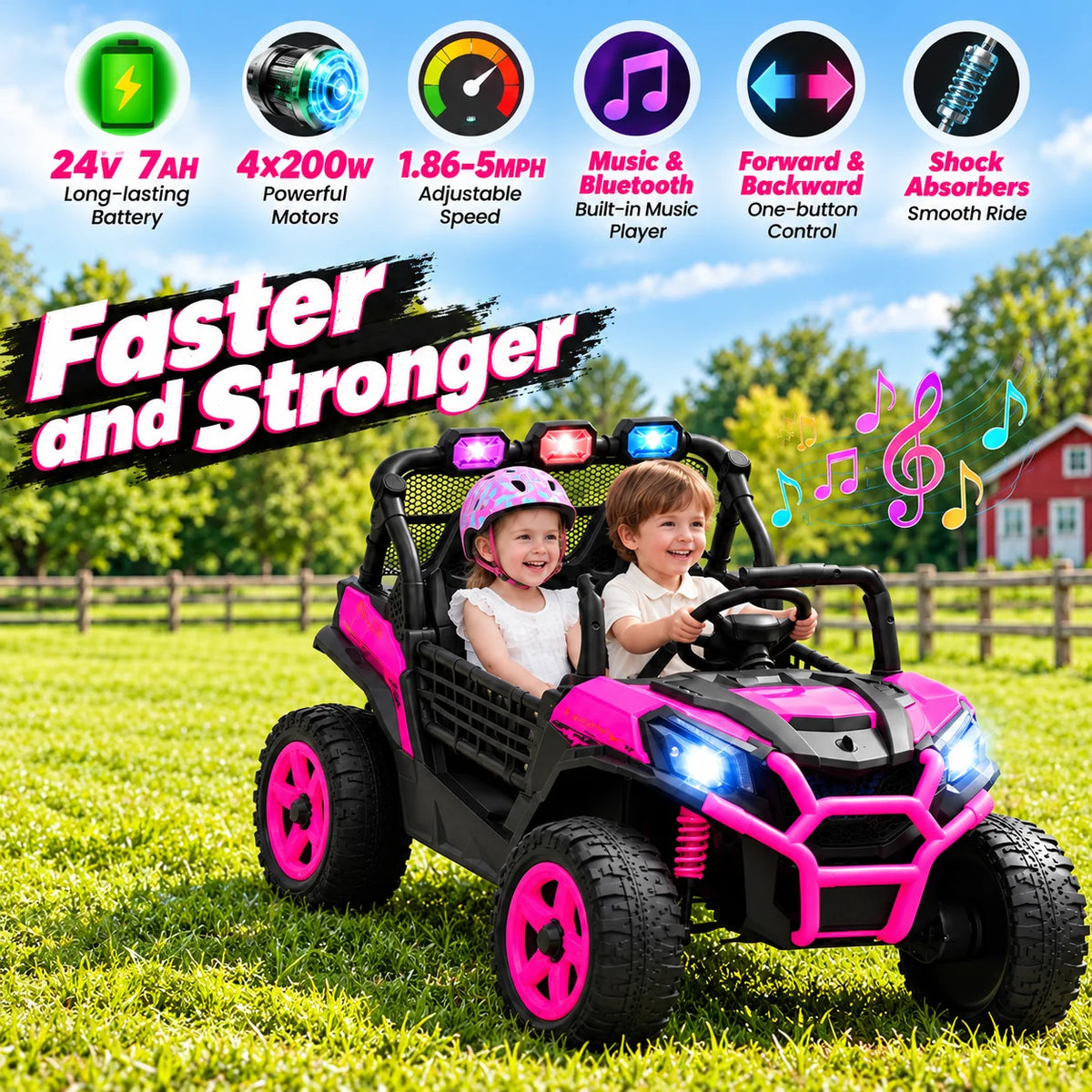 JOYRACER 24V Two Seater Electric Off Road Ride On UTV