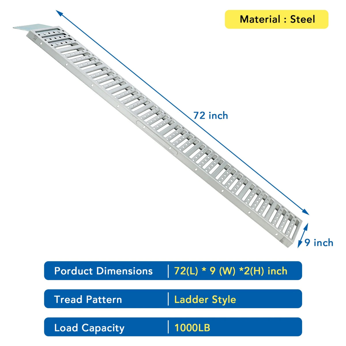 HiMISS Heavy Duty Steel Loading Ramps With Anti Slip Surface