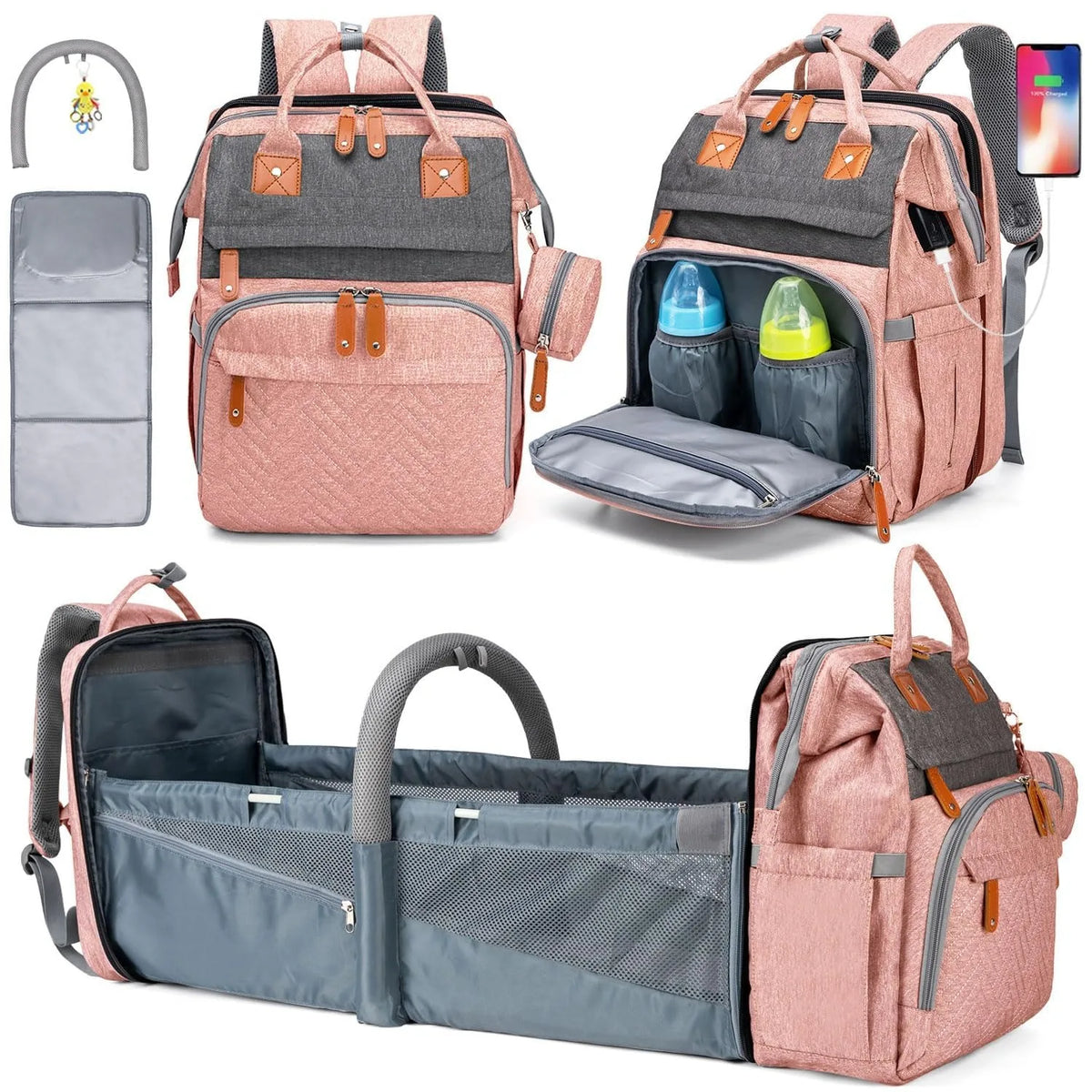 Kabaqoo Diaper Bag Backpack With Changing Station And USB Port