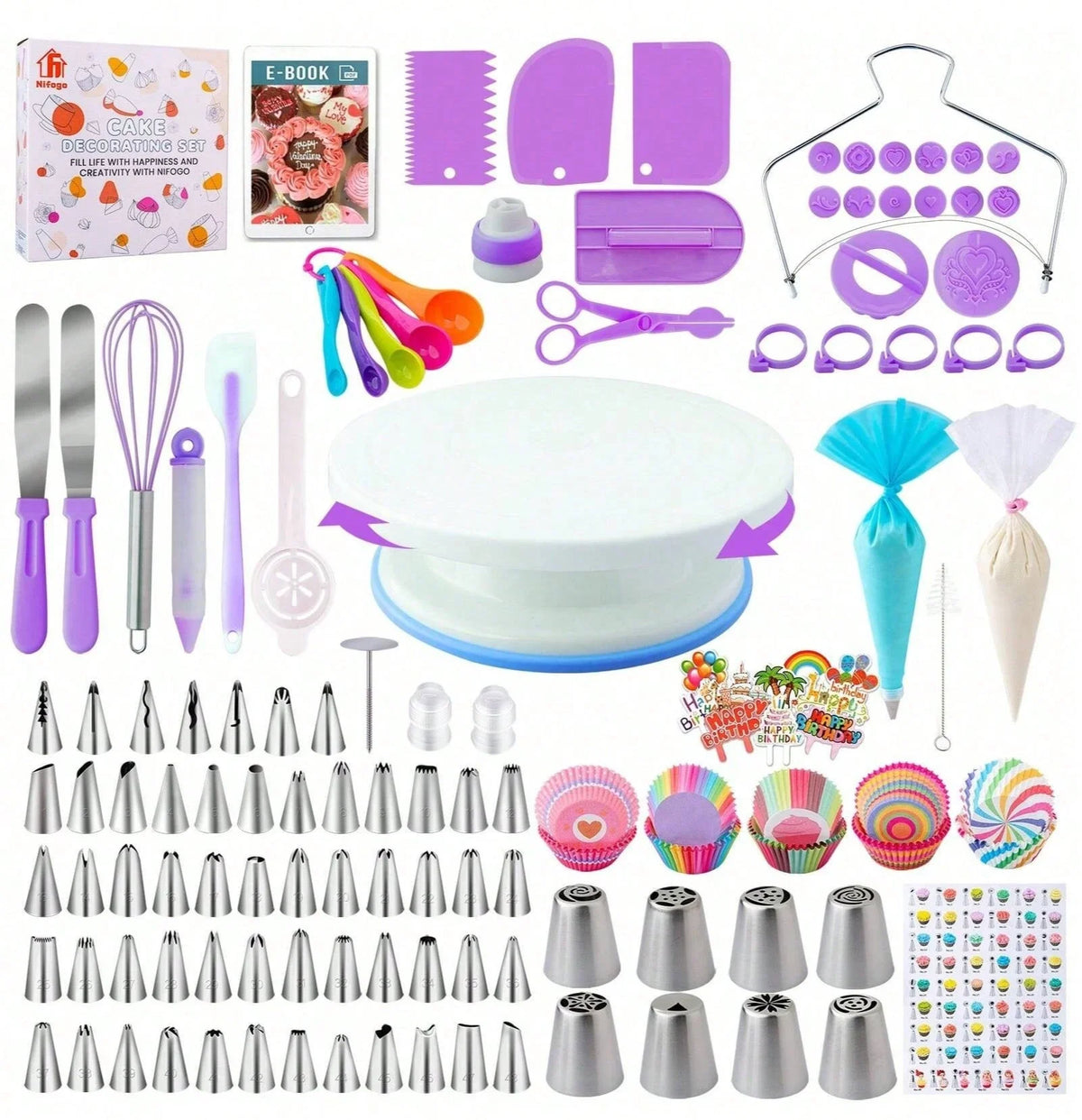 Nifogo Beginner Cake Decorating Set With Turntable And Icing Tools