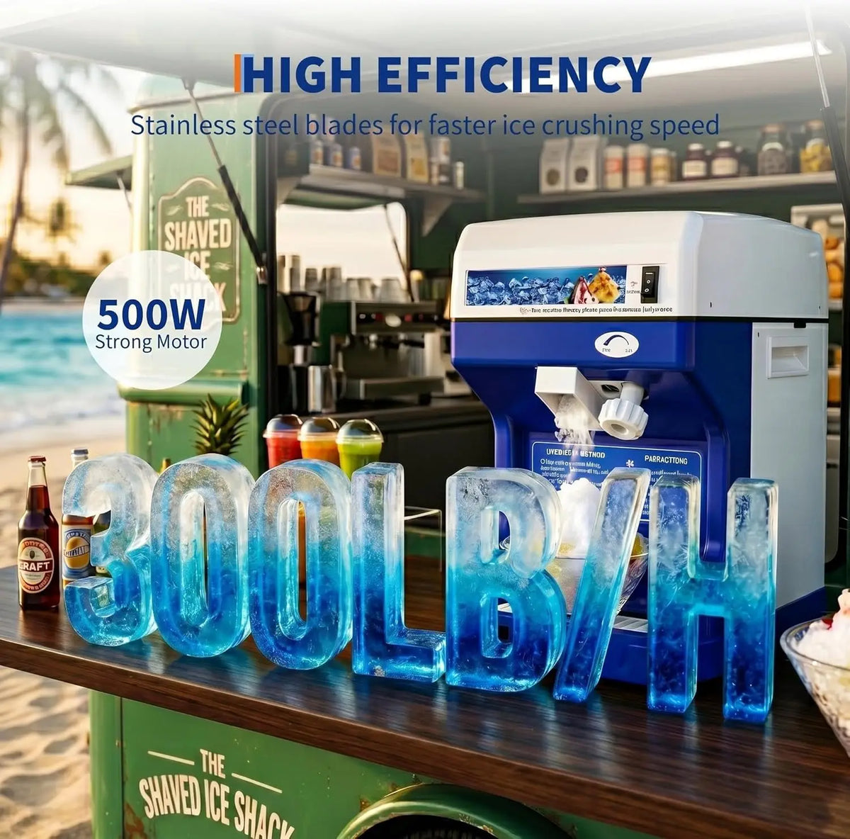 Commercial Electric Ice Shaver Crusher for Snow Cones and Desserts
