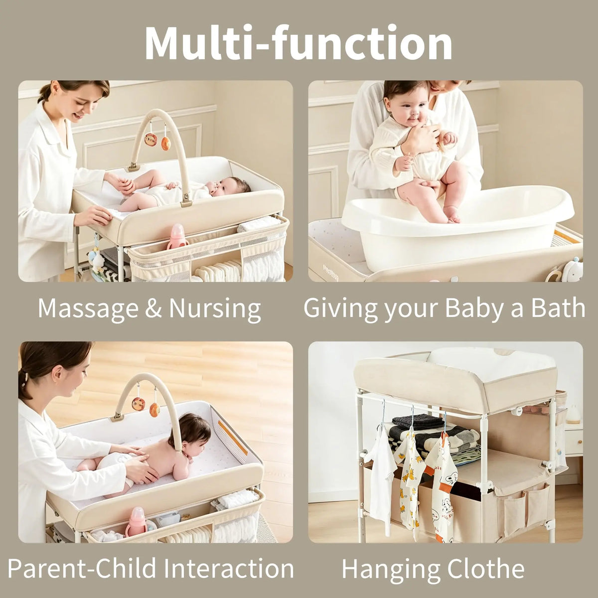 GAOMON Portable Baby Changing Table With Wheels And Storage Drawers