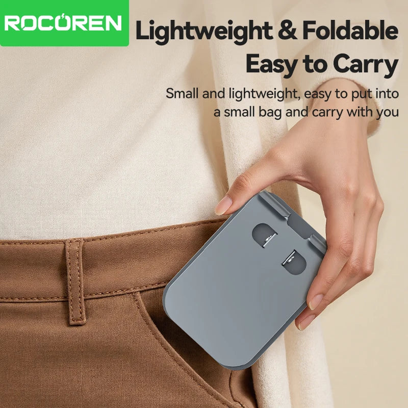 Rocoren Foldable Metal Desktop Phone Stand With 360 Degree Rotation