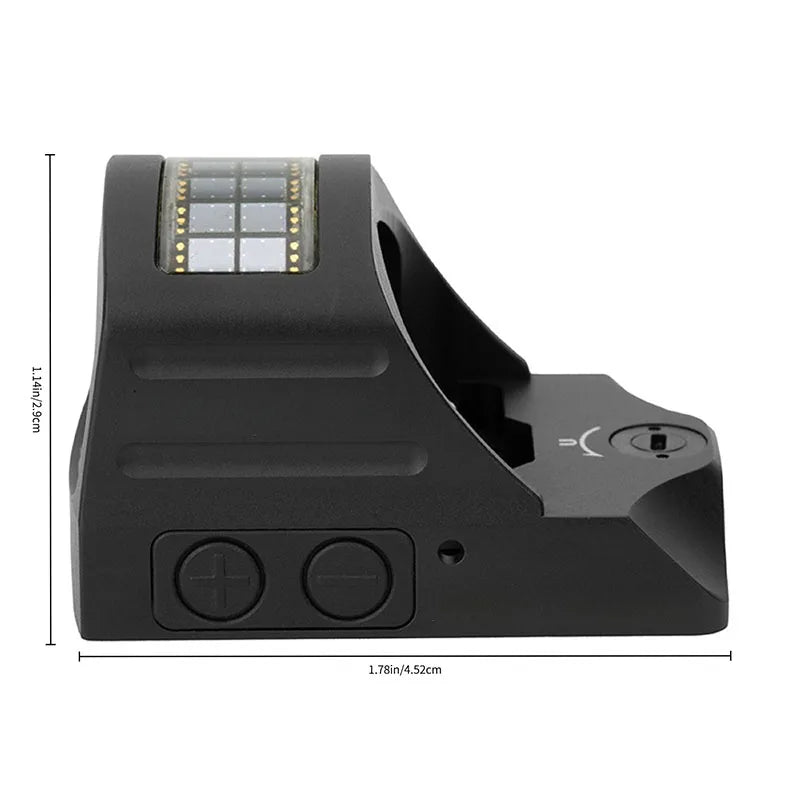 Solar Powered Reflex Red Dot Sight With Exoskeleton Mount