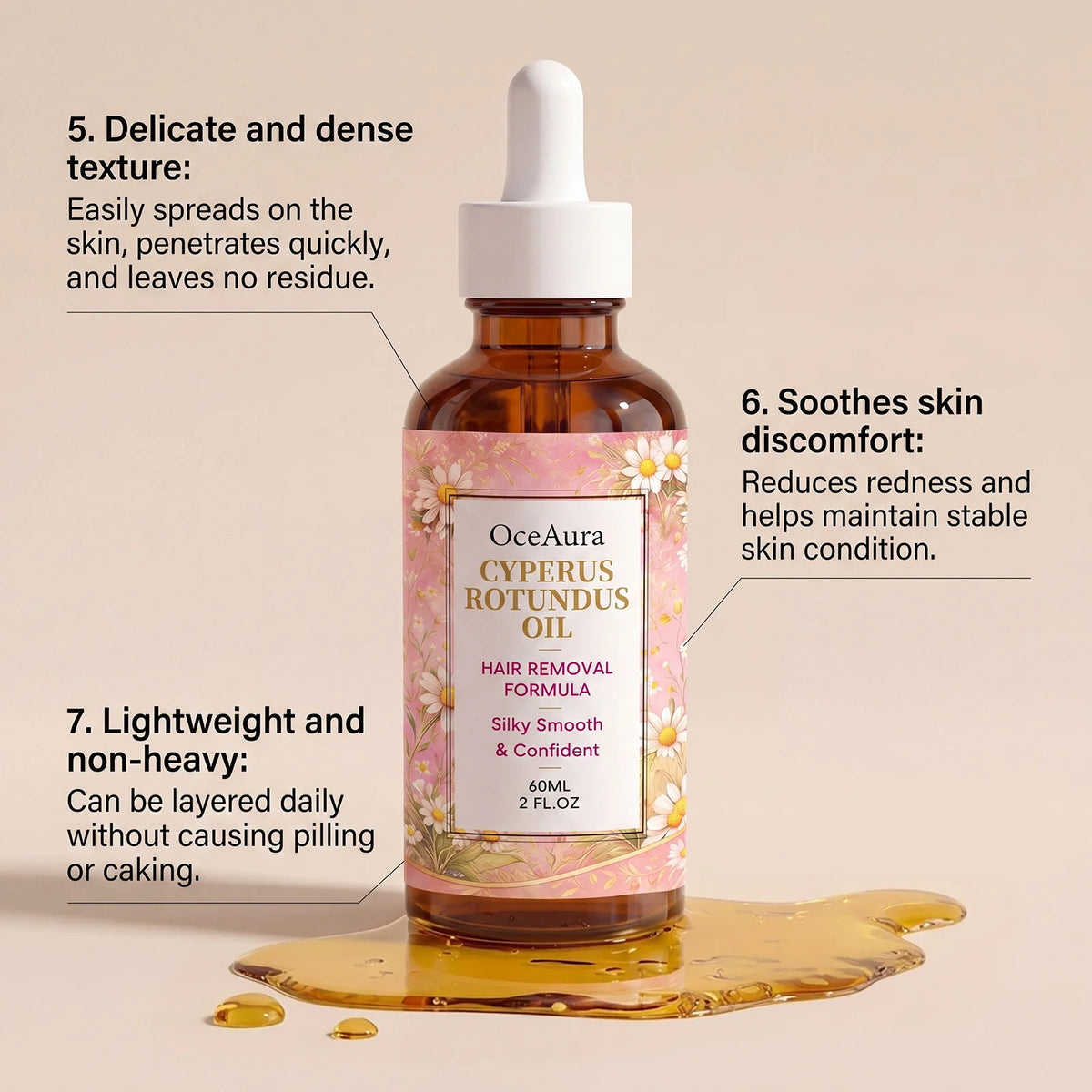 OceAura Cyperus Rotundus Hair Inhibitor Serum for Smooth Skin