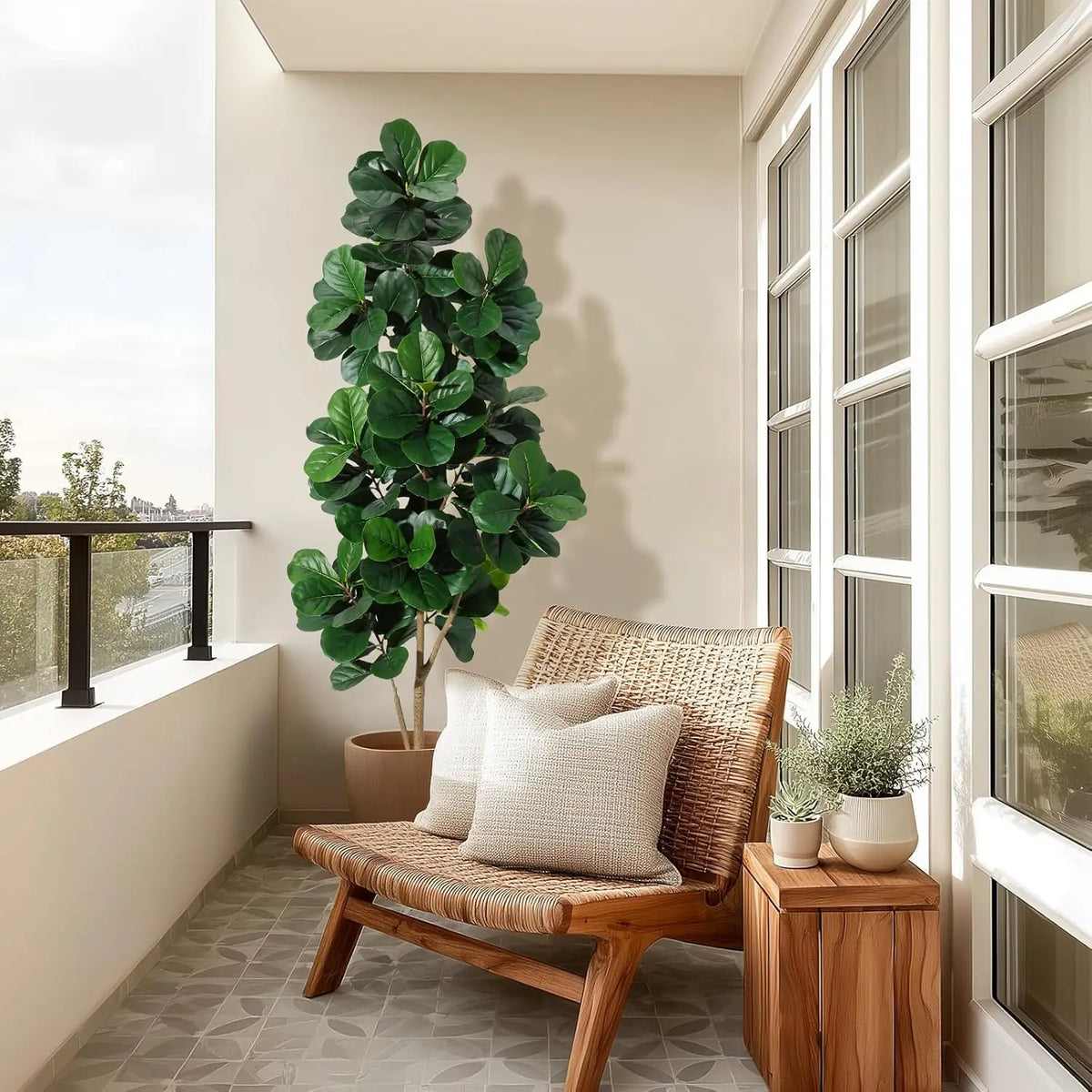 HiMISS Artificial Fiddle Leaf Fig Tree With Decorative Planter