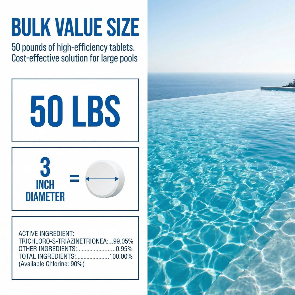 Slow Dissolving Stabilized Chlorine Tablets for Pools and Spas