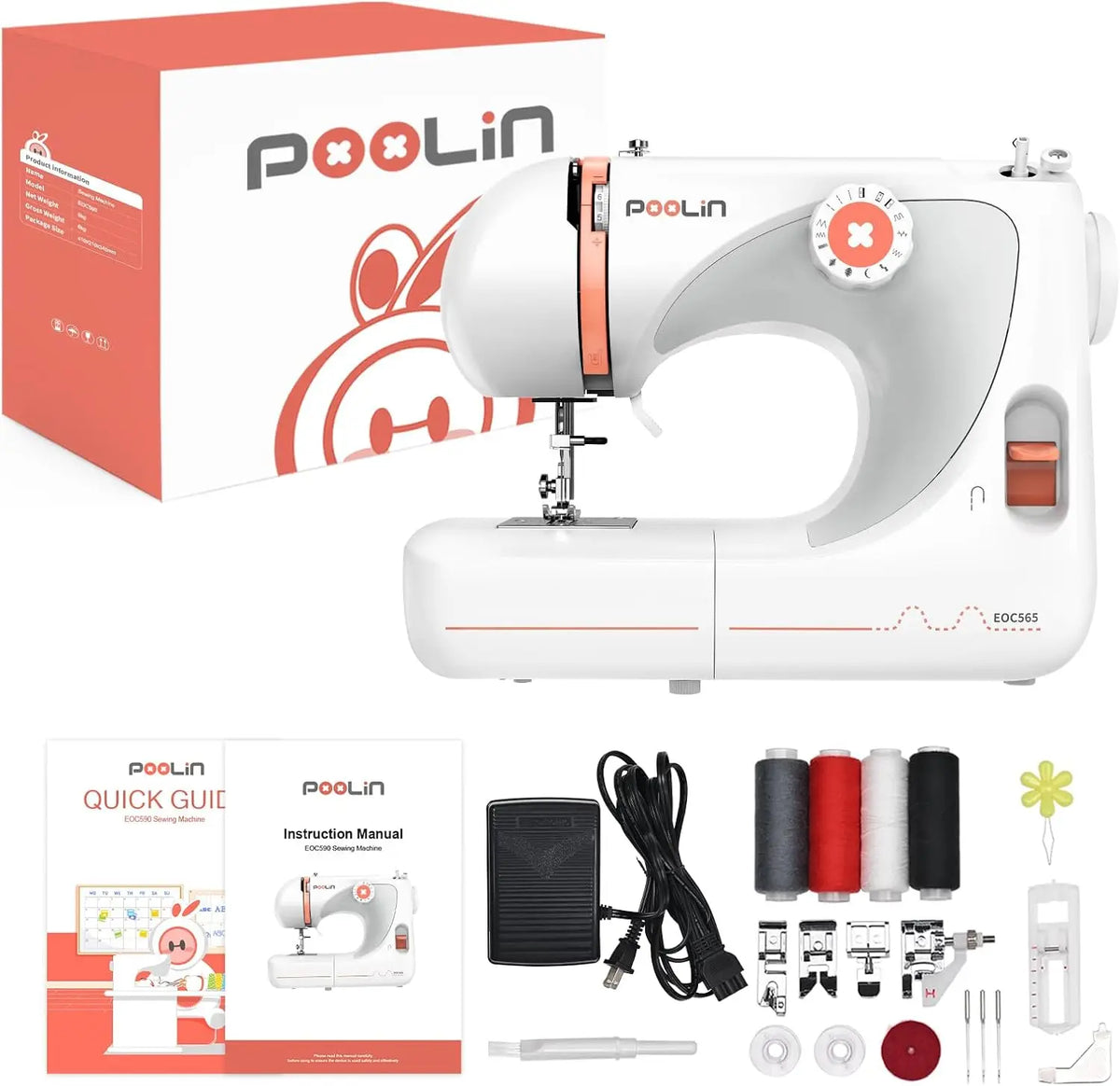 POOLIN EOC565 Computerized Sewing Machine With 27 Stitch Applications
