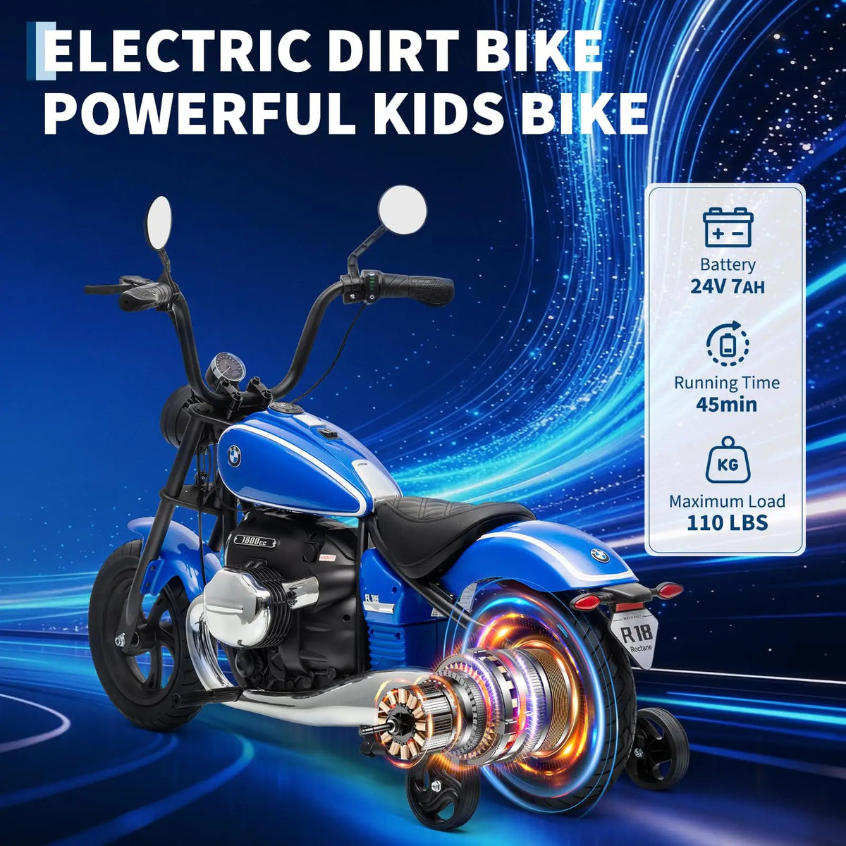 HiMISS Kids Electric Brushless Dirt Bike With LED Lights