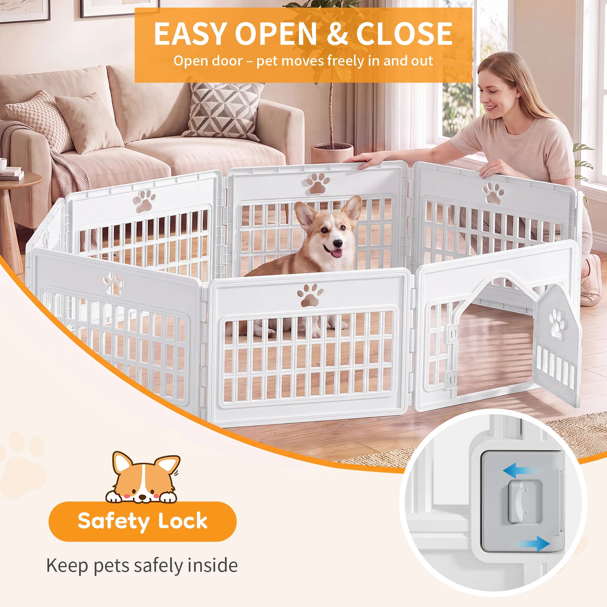 MCQ Plastic Expandable Dog Playpen for Indoor and Outdoor Use