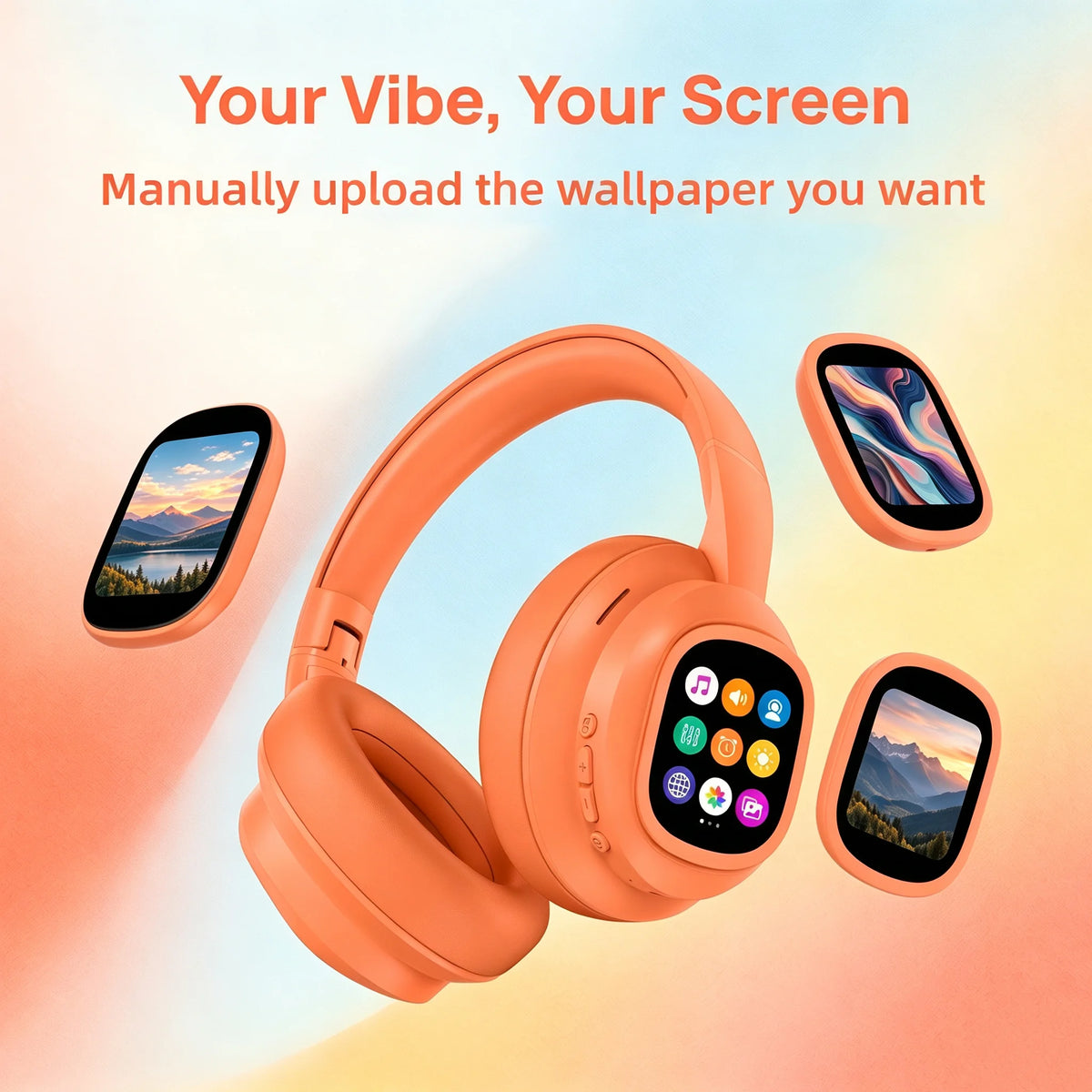 Bluetooth Over Ear Headphones With Magnetic Touchscreen Noise Cancellation