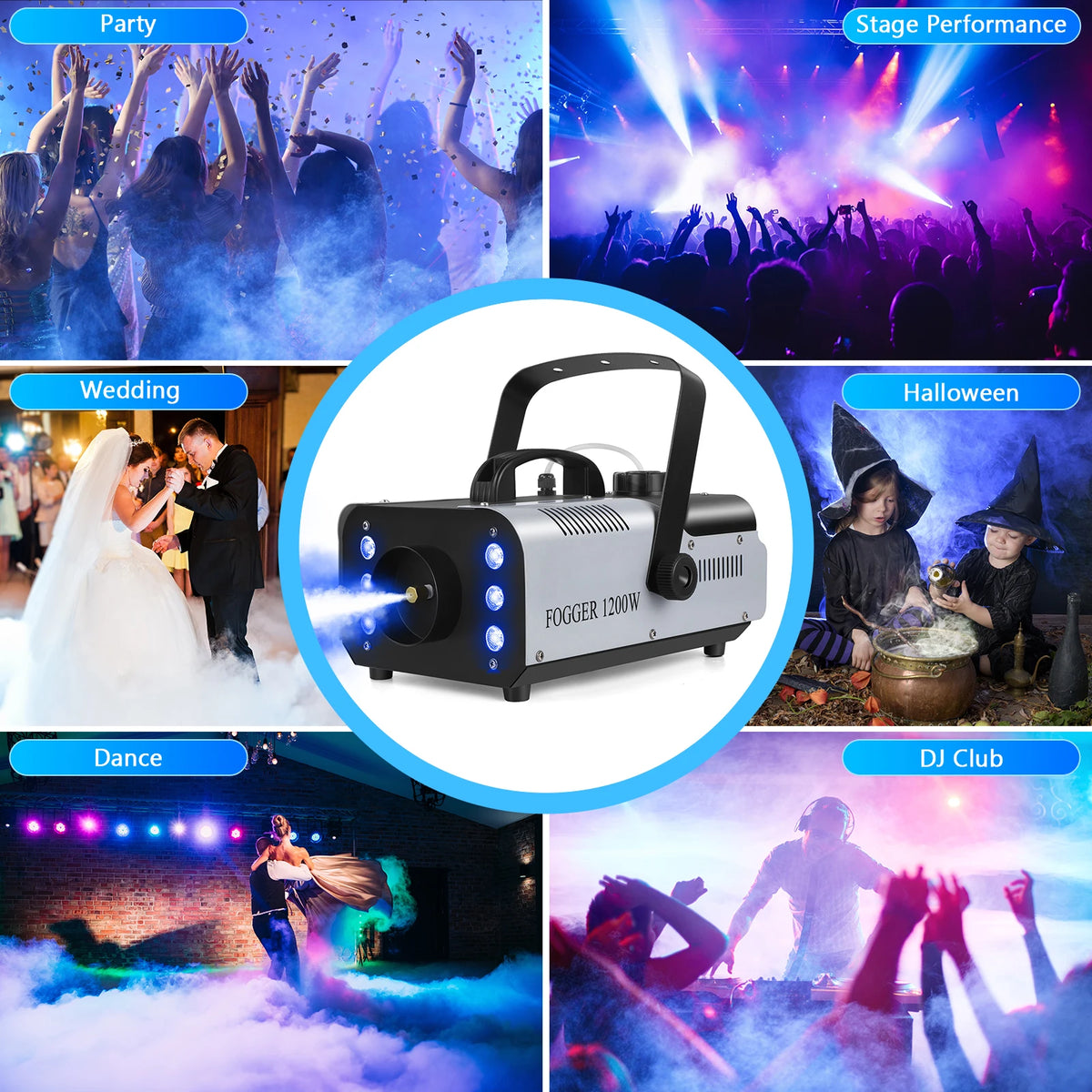Rudderstar RGB Smoke Machine With LED Stage Lighting