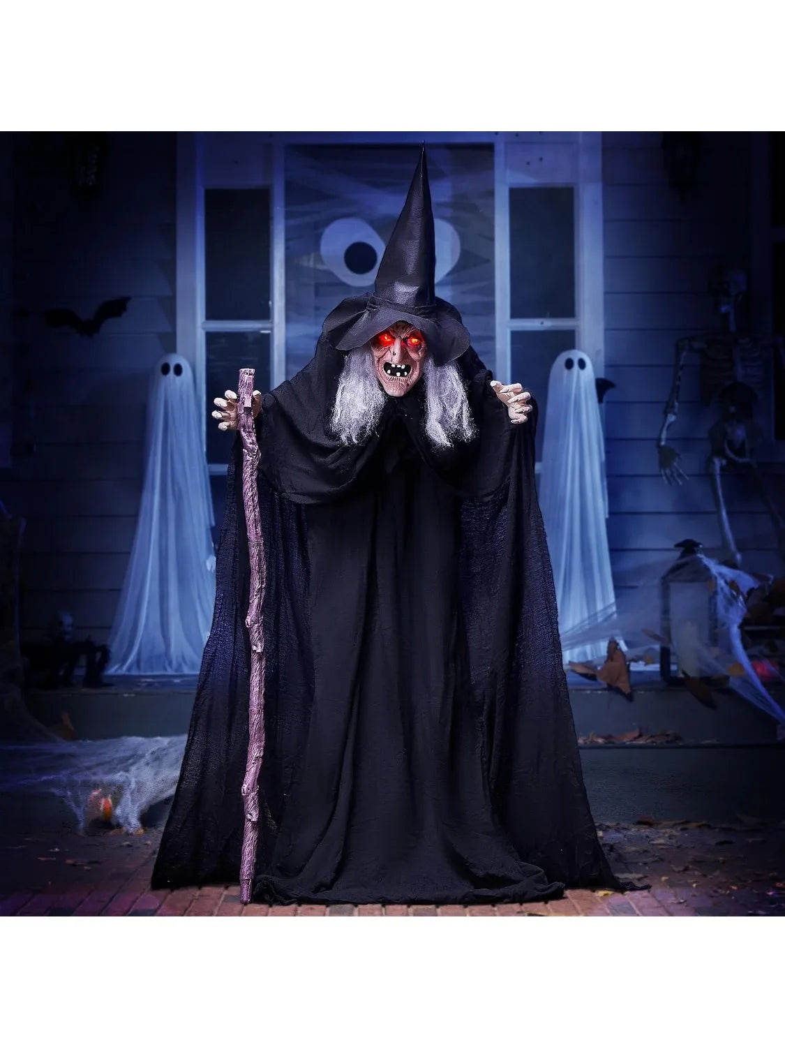 Joyfy Animated Witch Halloween Prop With Sound And Illuminated Eyes