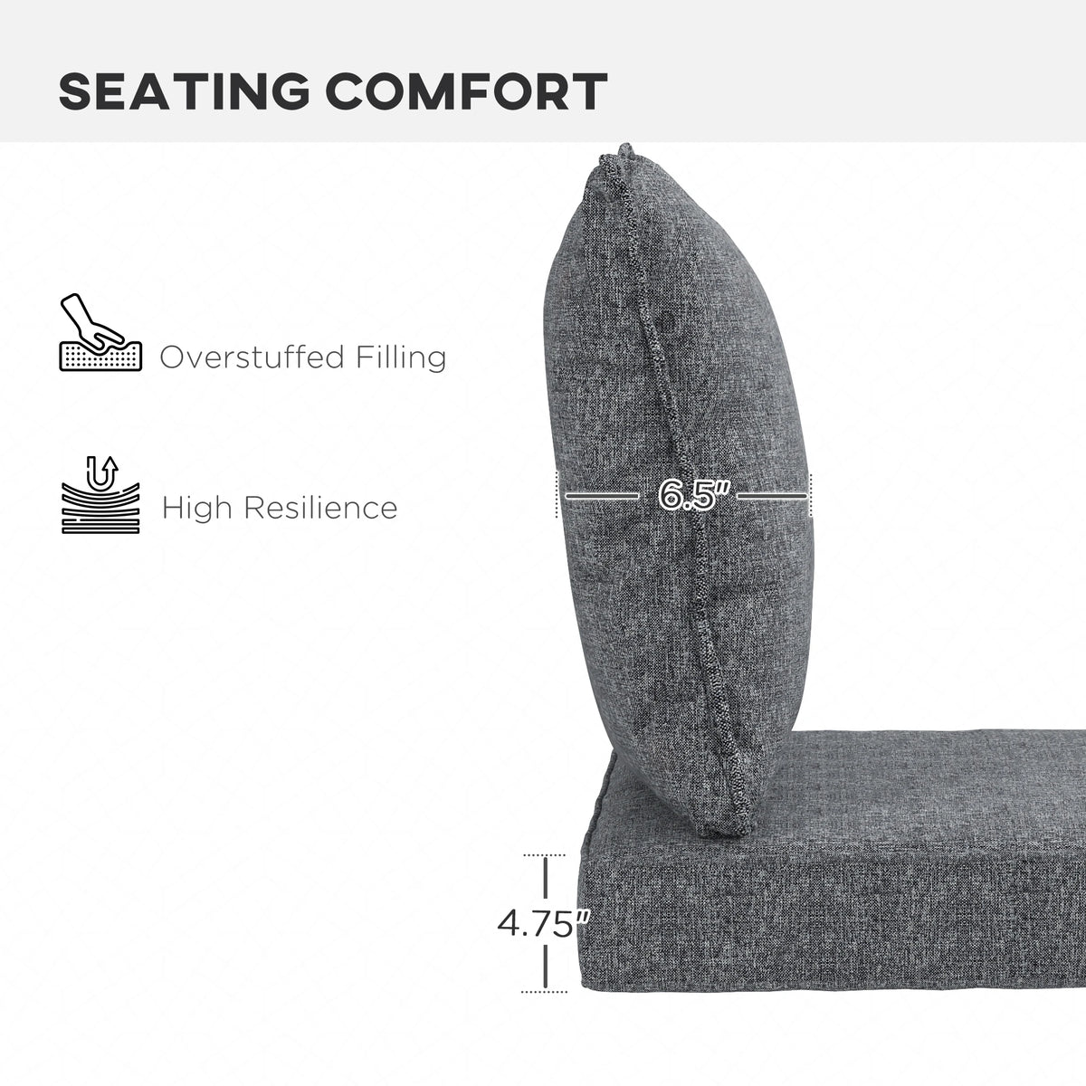 Outsunny Indoor Outdoor Chair Cushion With Backrest For Garden Furniture