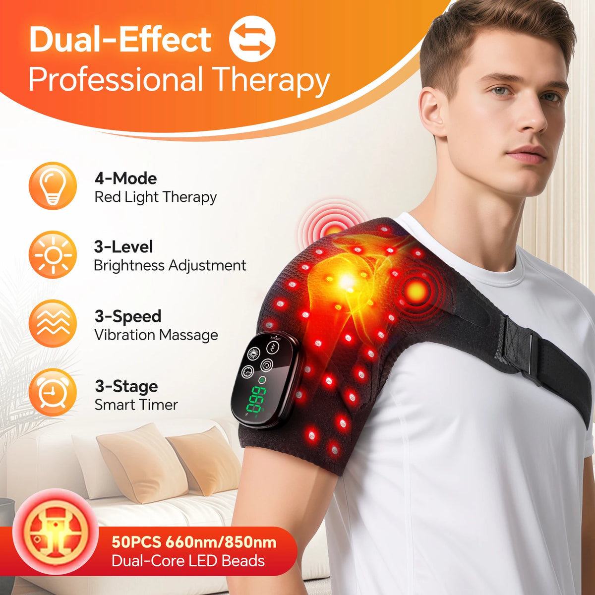 Hailicare Red Light Infrared Heating Vibration Shoulder Massage Pad