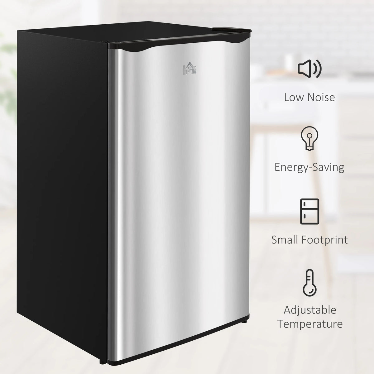 HOMCOM Compact Mini Refrigerator With Freezer And Adjustable Thermostat