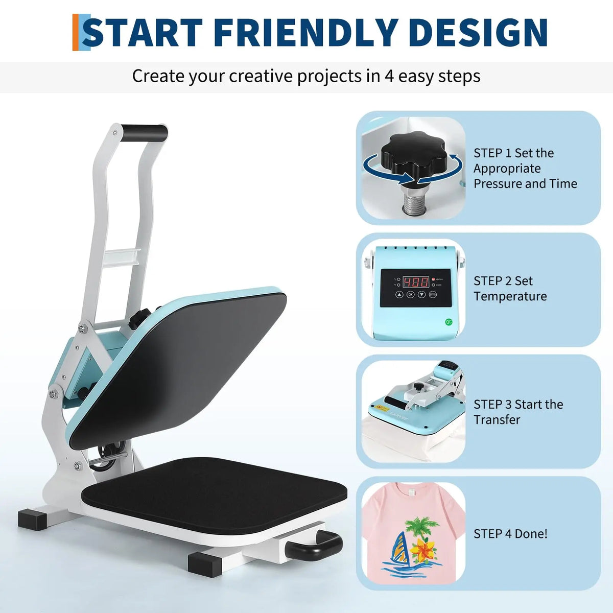 Digital Heat Press Machine for Fast Sublimation and Vinyl Transfers