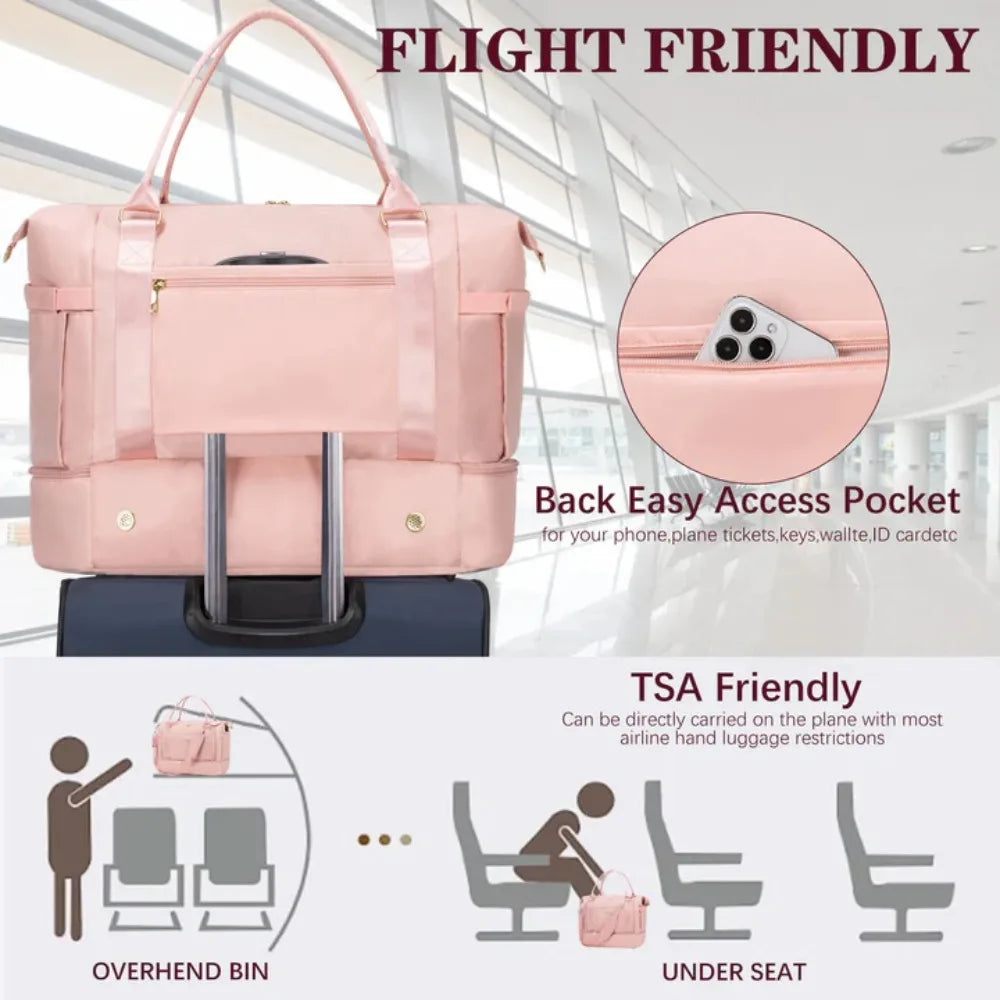 Kabaqoo Waterproof Travel Bag With Wet Dry Compartments USB Port