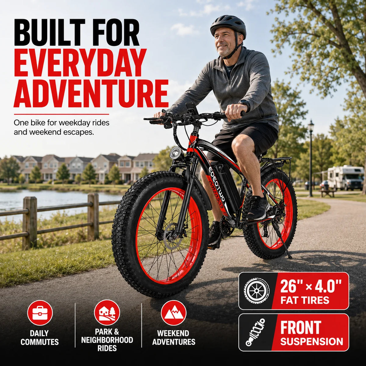 EOEOTWO Fat Tire Electric Bike With Long Range Battery