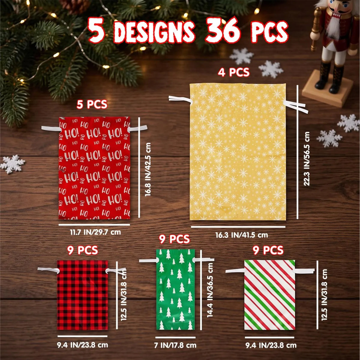 Joyfy Christmas Reusable Plastic Gift Bags For Presents And Favors