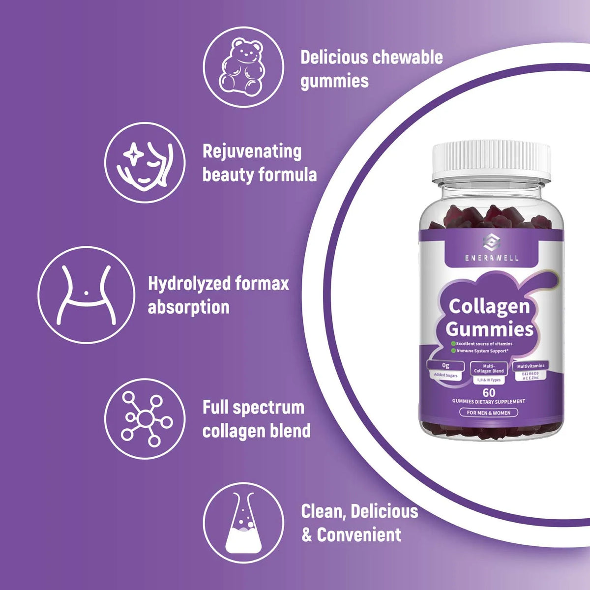Collagen Gummies With Biotin Vitamin C For Skin Hair Support
