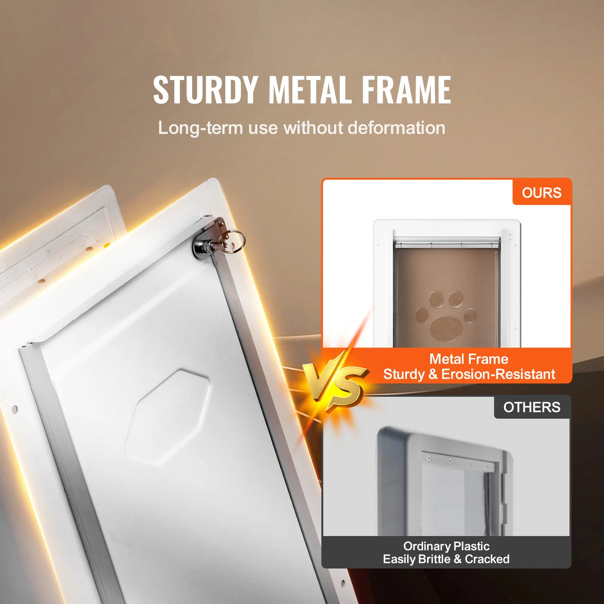 SucceBuy Weatherproof Metal Pet Door With Lock And Three Flaps