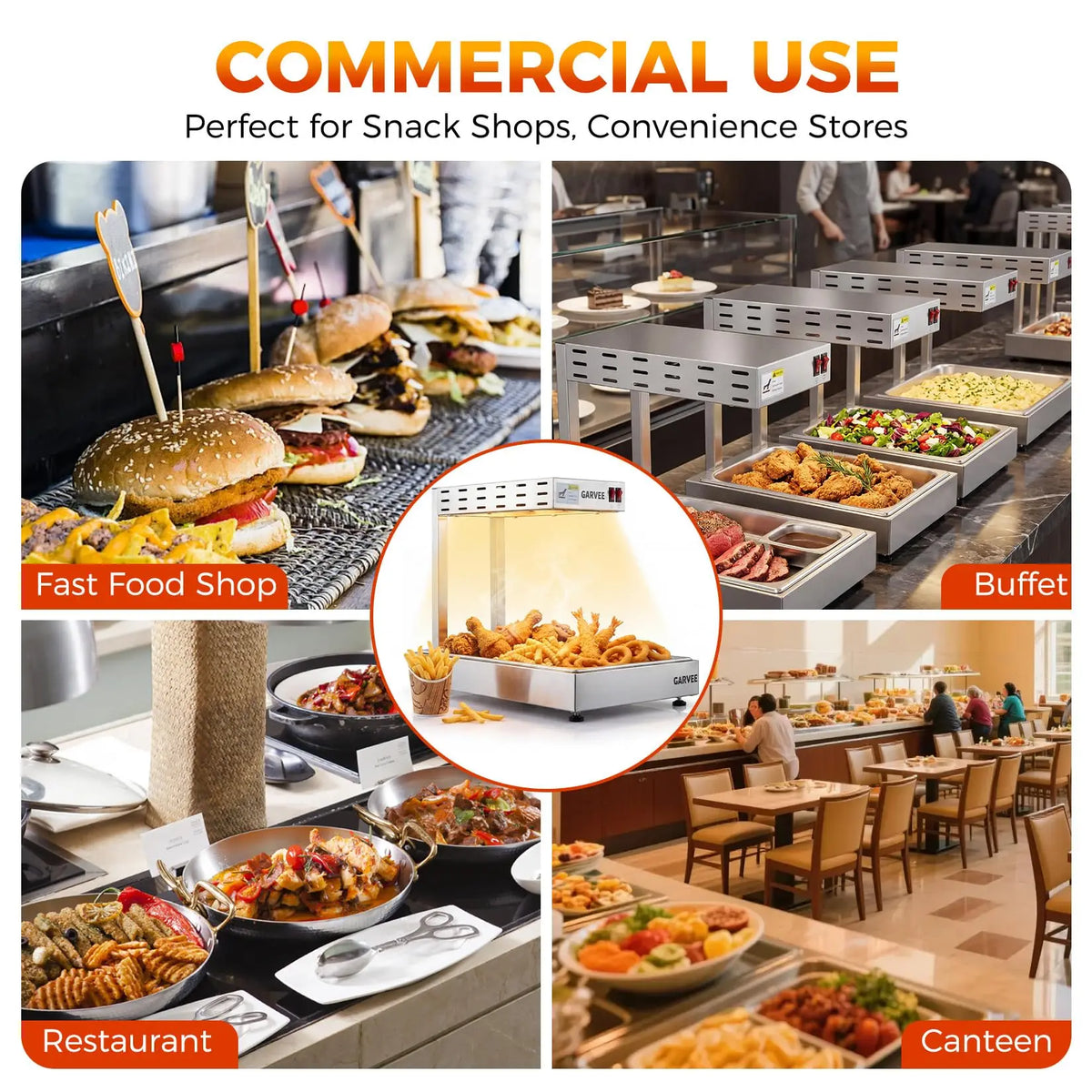 Adoolla Commercial Infrared Food Warmer Lamp for Restaurants and Buffets