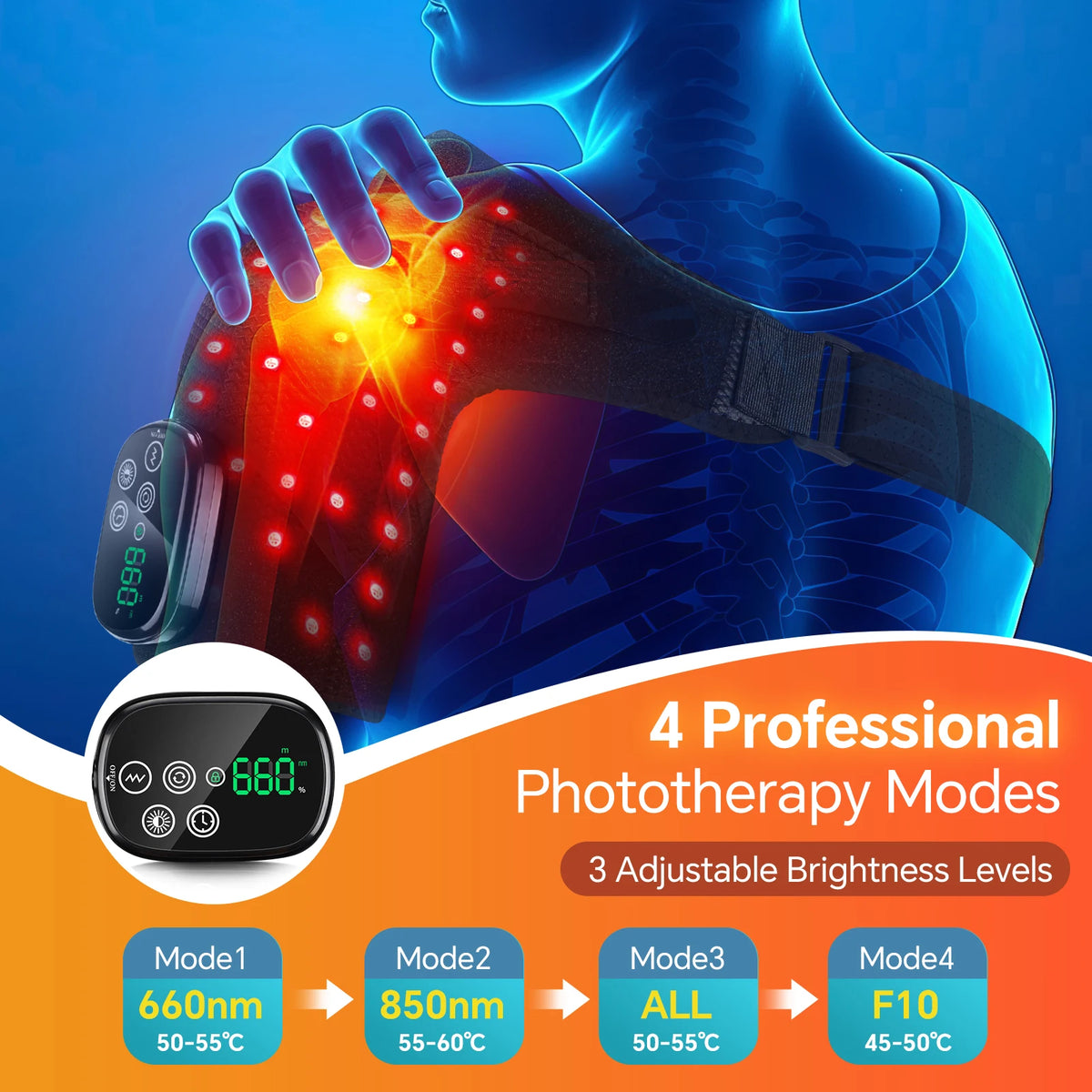 Hailicare Red Light Infrared Heating Vibration Shoulder Massage Pad