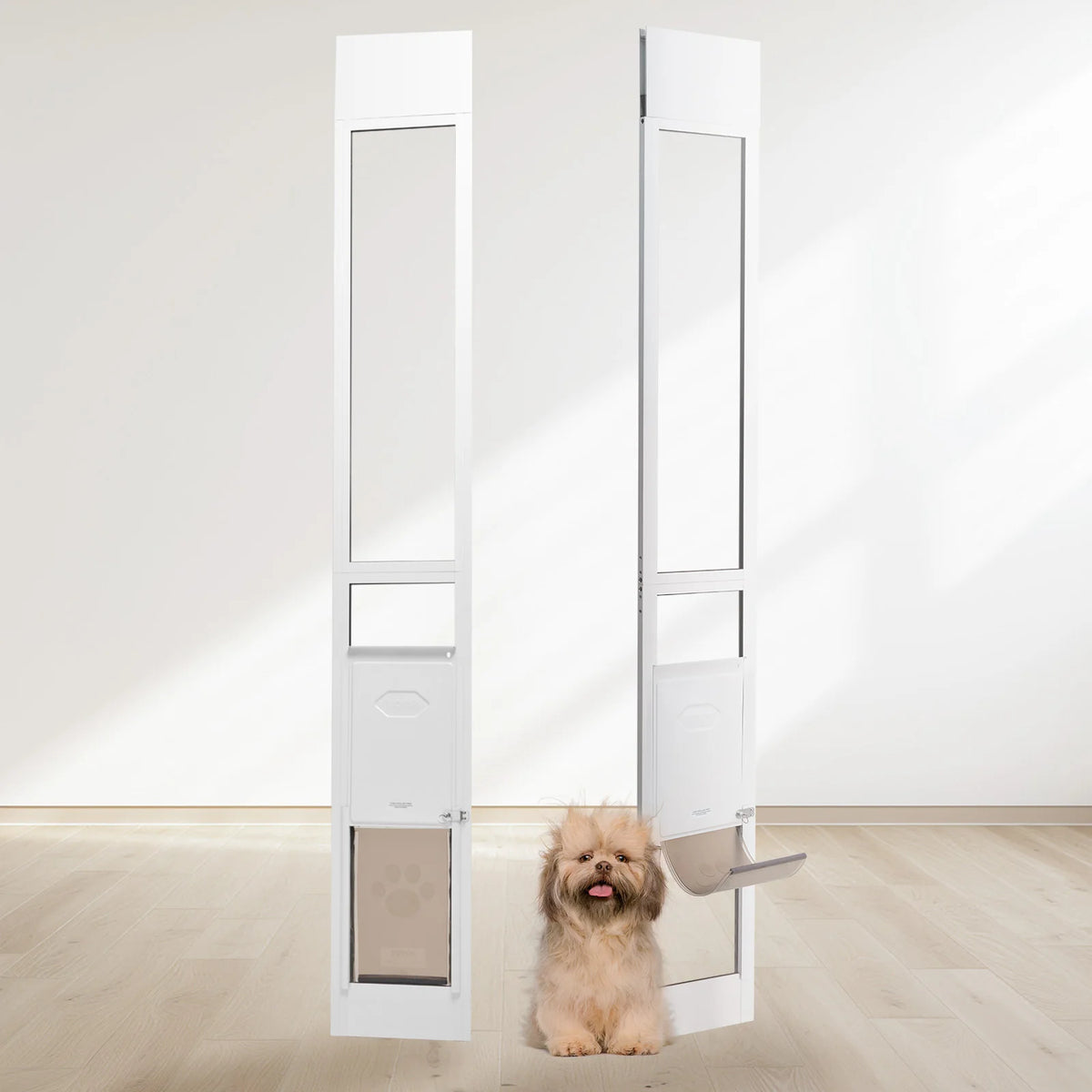 SucceBuy Sliding Glass Door Pet Door Adjustable Height Aluminum Frame