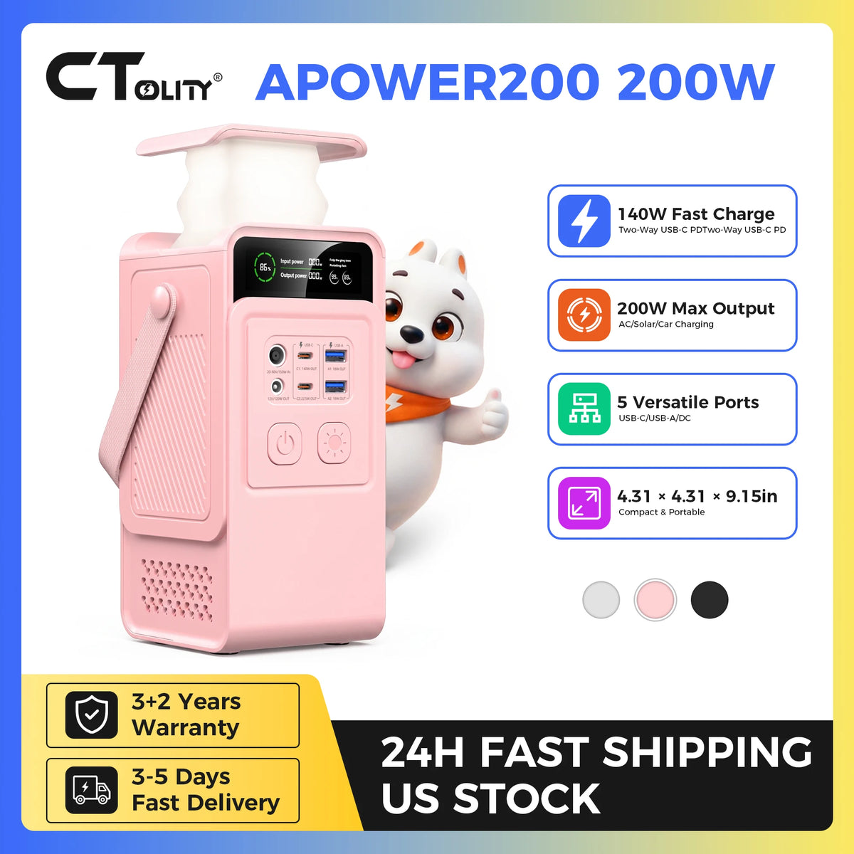 CTOLITY AP200 Portable Power Station With LiFePO4 Battery