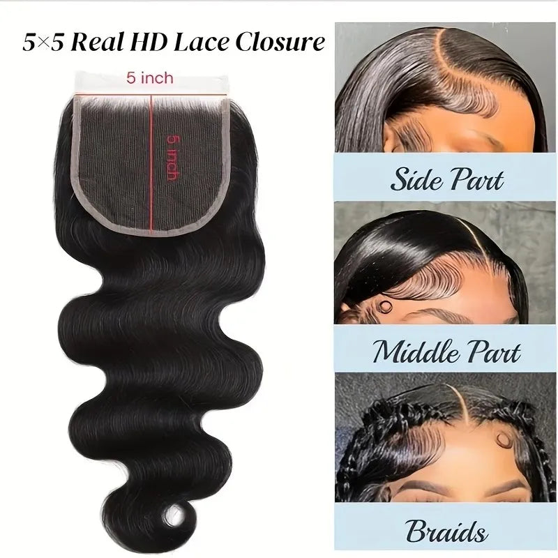 Gureimi Brazilian Body Wave Human Hair Bundles With Lace Closure