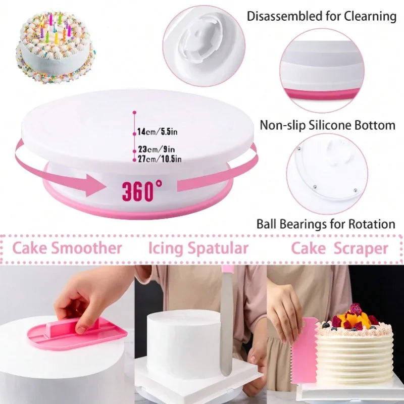Nifogo Beginner Cake Decorating Set With Turntable And Icing Tools