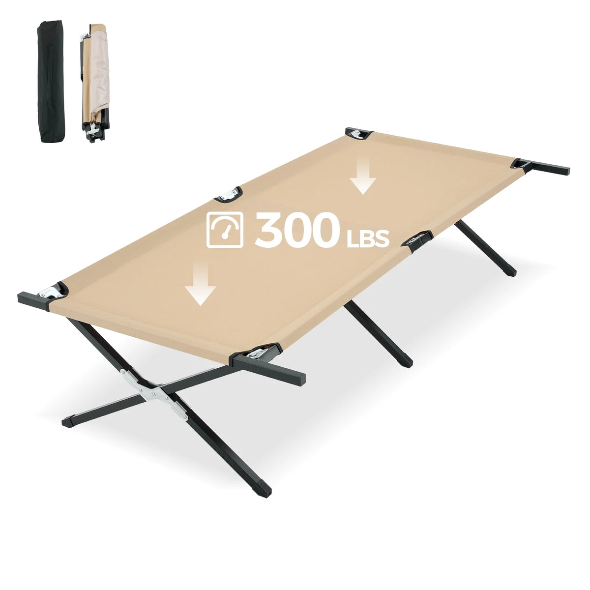 JHK Collapsible Folding Camping Cot With Heavy Duty Steel Frame