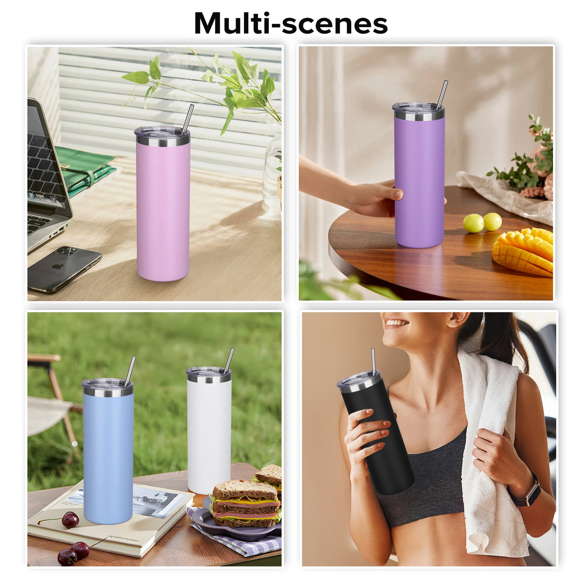 Fastsub Stainless Steel Vacuum Insulated Tumblers With Lids And Straws