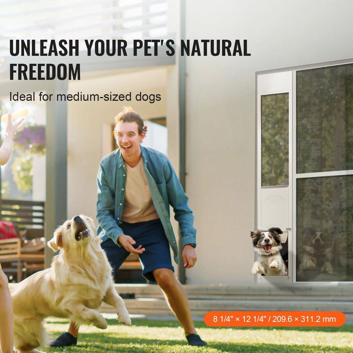 SucceBuy Sliding Glass Door Pet Door Adjustable Height Aluminum Frame
